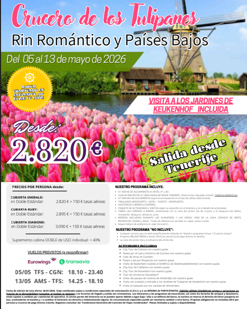 CRUCERO DE LOS TULIPANES - RIN ROMANTICO Y PAISES BAJOS