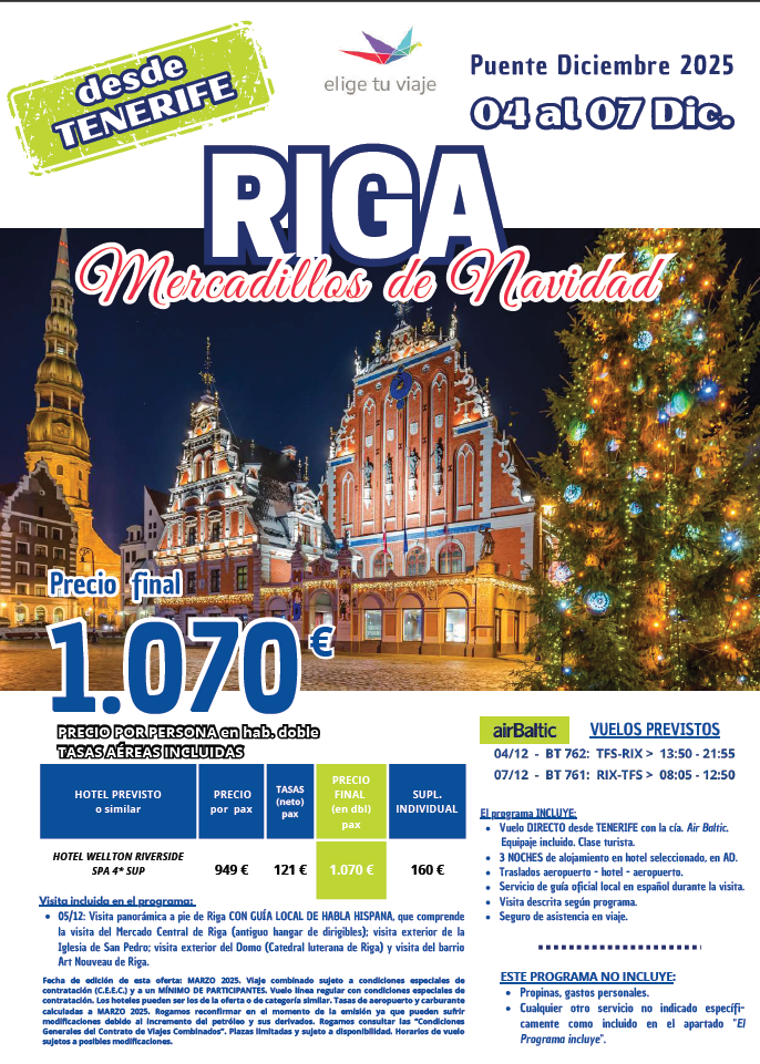 RIGA Desde Tenerife